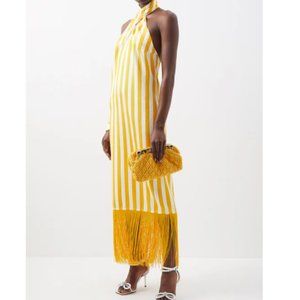 TALLER MARMO Merengue halterneck fringed silk-blend dress